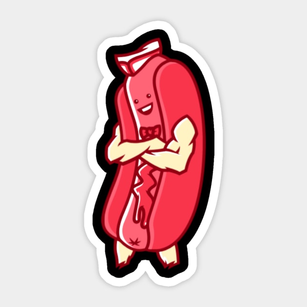 Smiling Macho Hot Dog Sticker by ChapDemo